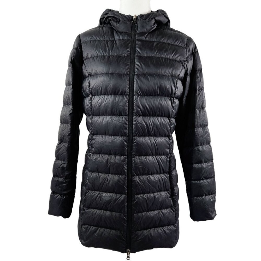 Eddie Bauer EB650 Black Down Hooded Full Zip Lightweight Puffer Jacket